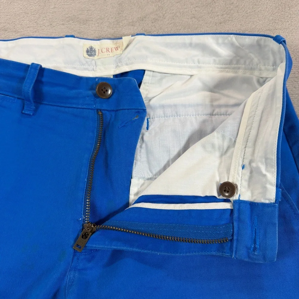 J. Crew Mens 30x30 100% Cotton Chino Pants Royal Blue Straight Leg Solid Zip Fly